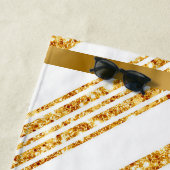 金ゴールドホワイトグリッターボホ人気があるストライプコレクション ビーチタオル (インサイチュ)