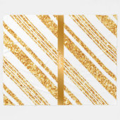 金ゴールドホワイトグリッターボホ人気があるストライプコレクション フリースブランケット (正面(横))