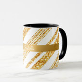 金ゴールドホワイトグリッターボホ人気があるストライプコレクション マグカップ (正面右)