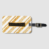 金ゴールドホワイトグリッターボホ人気があるストライプコレクション ラゲッジタグ (正面横)