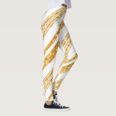 金ゴールドホワイトグリッターボホ人気があるストライプコレクション レギンス (右)