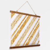金ゴールドホワイトグリッターボホ人気があるストライプコレクション 吊り下げ型タペストリー (傾斜あり)