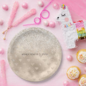 金ゴールドホワイトグリッツグリッターダイヤモンド ペーパープレート (パーティー)