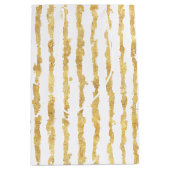 金ゴールドホワイトグリッツストライプズ ミディアムペーパーバッグ (正面)