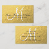 金ゴールドホワイトグレイシンプルプレインモノグラム 名刺 (正面/裏面)