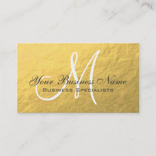 金ゴールドホワイトグレイシンプルプレインモノグラム 名刺 (正面)