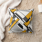 金ゴールドホワイトグレーブラック抽象芸術角デザイン クッション (ブランケット)