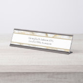 金ゴールドホワイトグレーマーブルビジネスプロフェッショナル デスクネームプレート (正面)