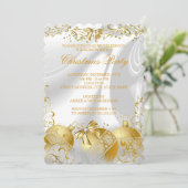 金ゴールドホワイトシルクボウボーブルクリスマスパーティー 招待状 (スタンド正面)