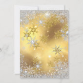 金ゴールドホワイトシルバースノーフレーク誕生日パーティー 招待状 (裏面)