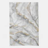 金ゴールドホワイトシルバー大理石かわいらし キッチンタオル (縦)