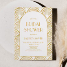 金ゴールドホワイトジオメトリックアールデコブライダルシャワー