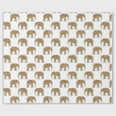 金ゴールドホワイトジャングル象のパーティーラップ ラッピングペーパー (フラット)