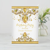 金ゴールドホワイトジュエルドバースデーパーティーの招待2 招待状 (スタンド正面)