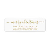 金ゴールドホワイトスクリプトクリスマス差出人住所ラベル ラベル (正面)