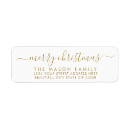 金ゴールドホワイトスクリプトクリスマス差出人住所ラベル ラベル
