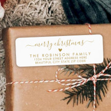 金ゴールドホワイトスクリプトハートクリスマス差出人住所