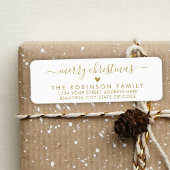 金ゴールドホワイトスクリプトハートクリスマス差出人住所 ラベル