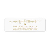 金ゴールドホワイトスクリプトハートクリスマス差出人住所 ラベル (正面)