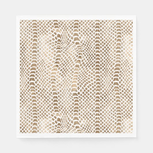 金ゴールドホワイトスネークプリント スタンダードランチョンナプキン (正面)