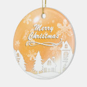金ゴールドホワイトスノーハウスクリスマスニューイヤー セラミックオーナメント (左)