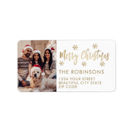 金ゴールドホワイトスノーフレーククリスマス差出人住所 ラベル