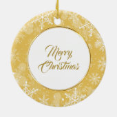 金ゴールドホワイトスノーフレーク縁どレッドダシュント セラミックオーナメント (裏面)
