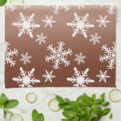 金ゴールドホワイトスノーフレーク キッチンタオル (折り畳み)