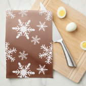 金ゴールドホワイトスノーフレーク キッチンタオル (四つ折り)