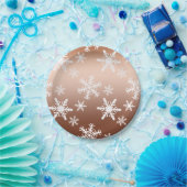 金ゴールドホワイトスノーフレーク ペーパープレート (パーティー)