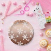 金ゴールドホワイトスノーフレーク ペーパープレート (パーティー)