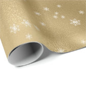 金ゴールドホワイトスノーフレーク ラッピングペーパー (ロールコーナー)