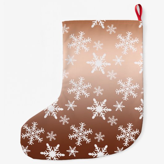 金ゴールドホワイトスノーフレーク ラージクリスマスストッキング (裏面)