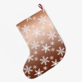 金ゴールドホワイトスノーフレーク ラージクリスマスストッキング (裏面 (吊り時))