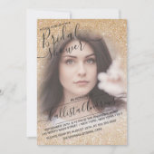 金ゴールドホワイトスパークリーグリッターフォトブライダルシャワー 招待状 (正面)