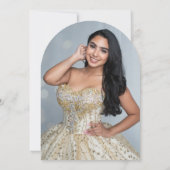 金ゴールドホワイトスパークルキンセニェラバルーンフォト 招待状 (裏面)