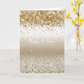 金ゴールドホワイトスパークルグリッターピースラブ カード (黄色い花)