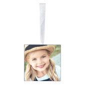 金ゴールドホワイトダマティアン写真メリークリスマス キューブオーナメント (右)