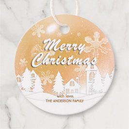 金ゴールドホワイトハウススノーフレーククリスマスハッピーニューイヤー フェイバータグ