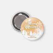 金ゴールドホワイトハウススノーフレーククリスマスハッピーニューイヤー マグネット (正面/裏面)