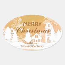 金ゴールドホワイトハウススノーフレーククリスマスハッピーニューイヤー