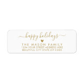 金ゴールドホワイトハッピーホリデーズスクリプト差出人住所 ラベル (正面)