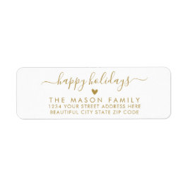 金ゴールドホワイトハッピーホリデーズスクリプト差出人住所 ラベル
