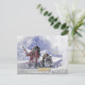 金ゴールドホワイトハッピーホリデーズスノーフレーク | 写真の追加 シーズンポストカード (スタンド正面)