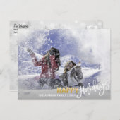 金ゴールドホワイトハッピーホリデーズスノーフレーク | 写真の追加 シーズンポストカード (正面/裏面)