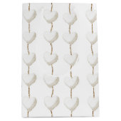 金ゴールドホワイトハート誕生日 ミディアムペーパーバッグ (正面)