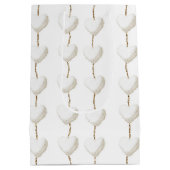 金ゴールドホワイトハート誕生日 ミディアムペーパーバッグ (裏面)