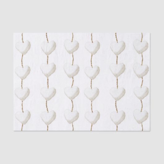 金ゴールドホワイトハート誕生日 薄葉紙 (正面)