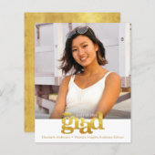 金ゴールドホワイトバジェット写真はっきりした卒業キャップ招待状 (正面/裏面)