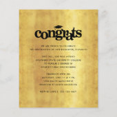 金ゴールドホワイトバジェット写真はっきりした卒業キャップ招待状 (裏面)